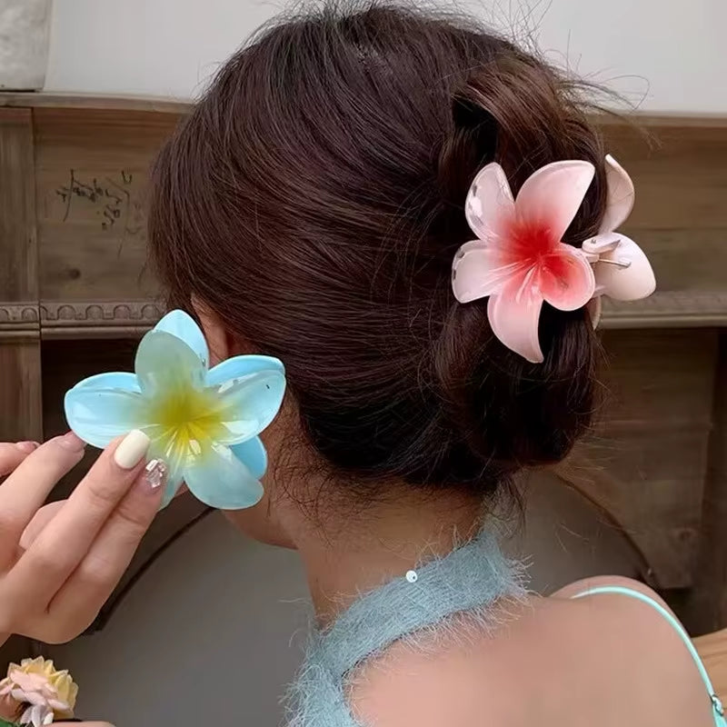 New Hawaiian Gradient Hair Clips Women Flower Hair Claws Shark Hairpins Vacation Beach Style Hairpins Hair Accessories