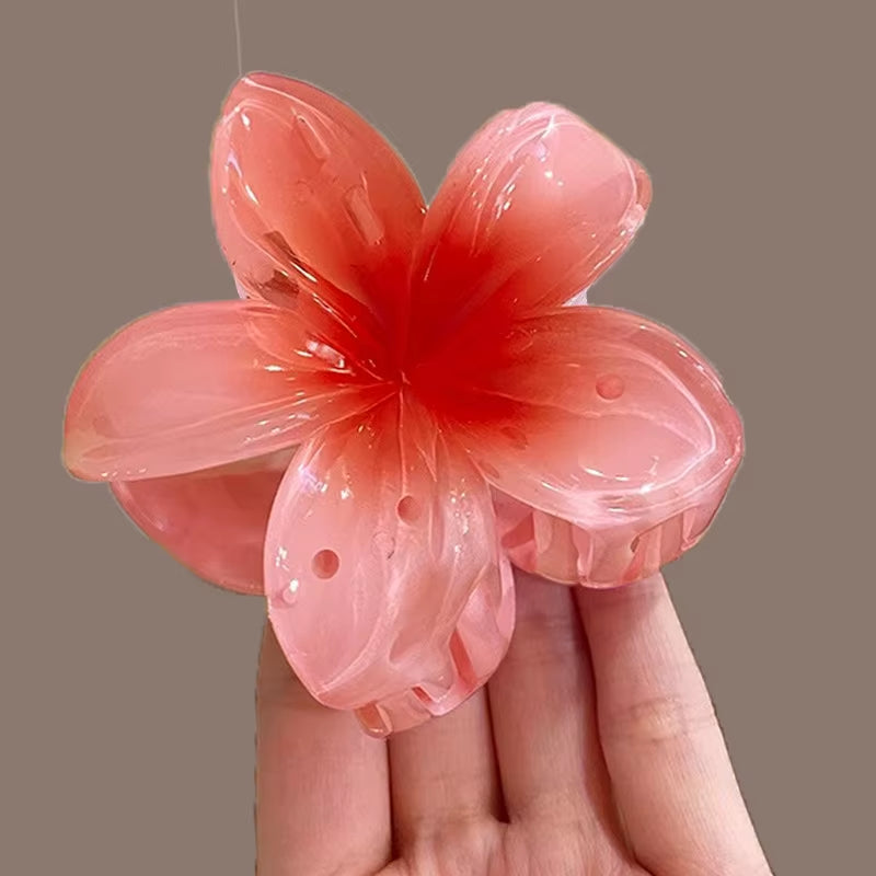 New Hawaiian Gradient Hair Clips Women Flower Hair Claws Shark Hairpins Vacation Beach Style Hairpins Hair Accessories