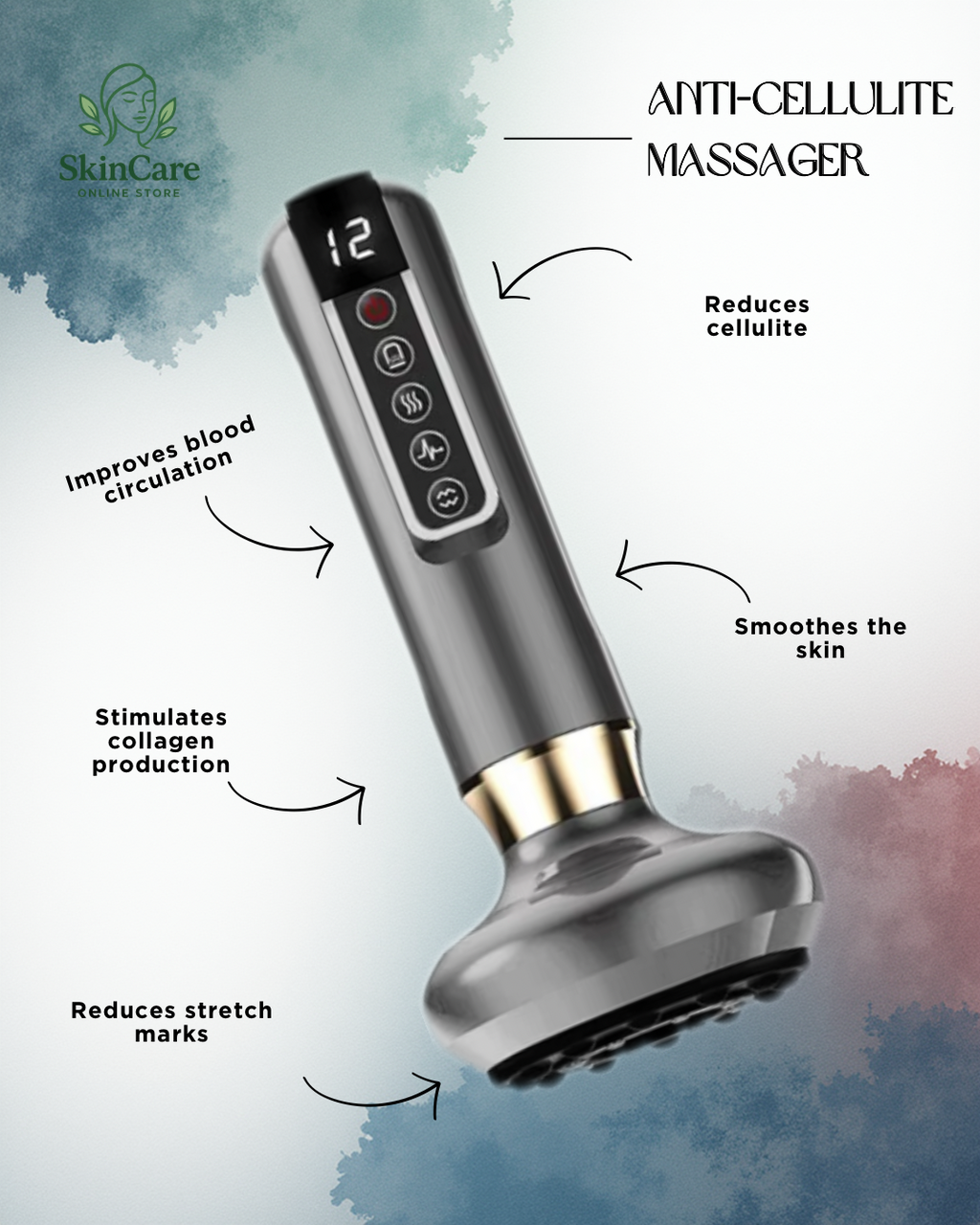 12 Levels Electric Cupping Massager Vacuum Suction Cup Guasha anti Cellulite Scraping Heating Body Slimming Massage Therapy 