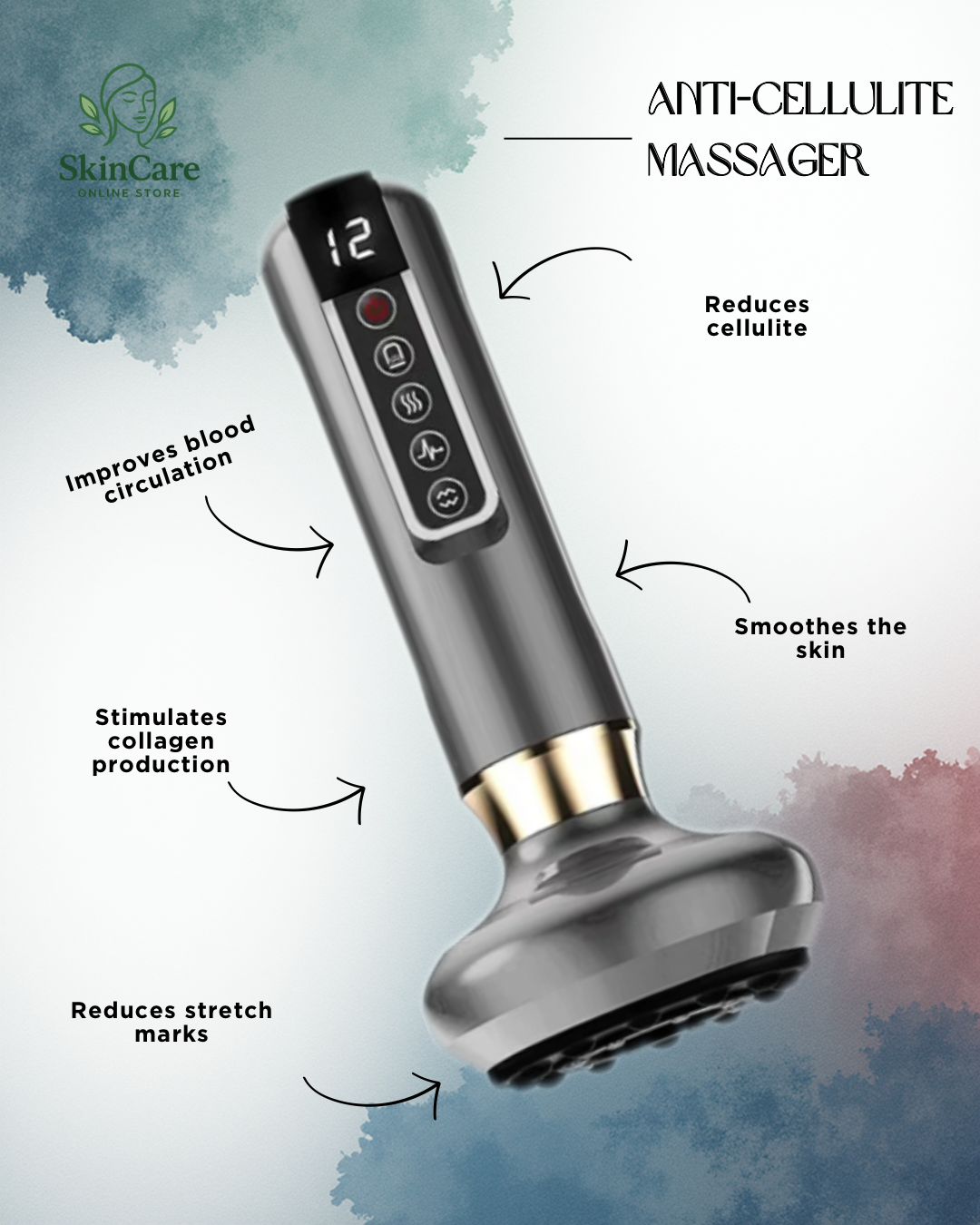 12 Levels Electric Cupping Massager Vacuum Suction Cup Guasha anti Cellulite Scraping Heating Body Slimming Massage Therapy 