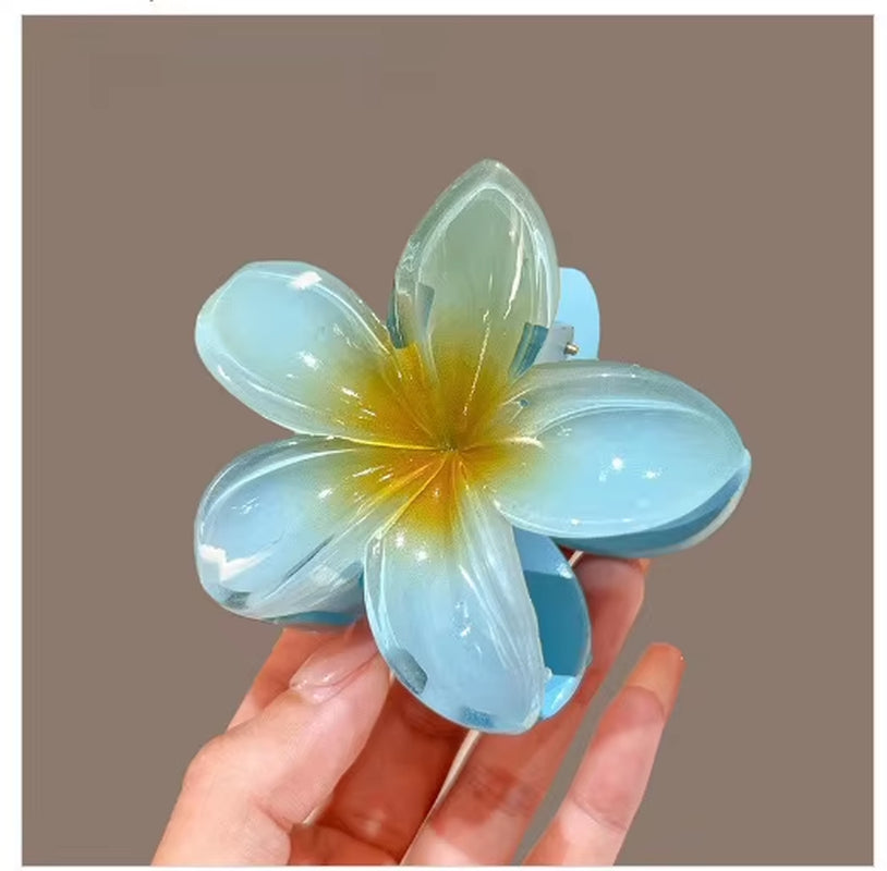 New Hawaiian Gradient Hair Clips Women Flower Hair Claws Shark Hairpins Vacation Beach Style Hairpins Hair Accessories