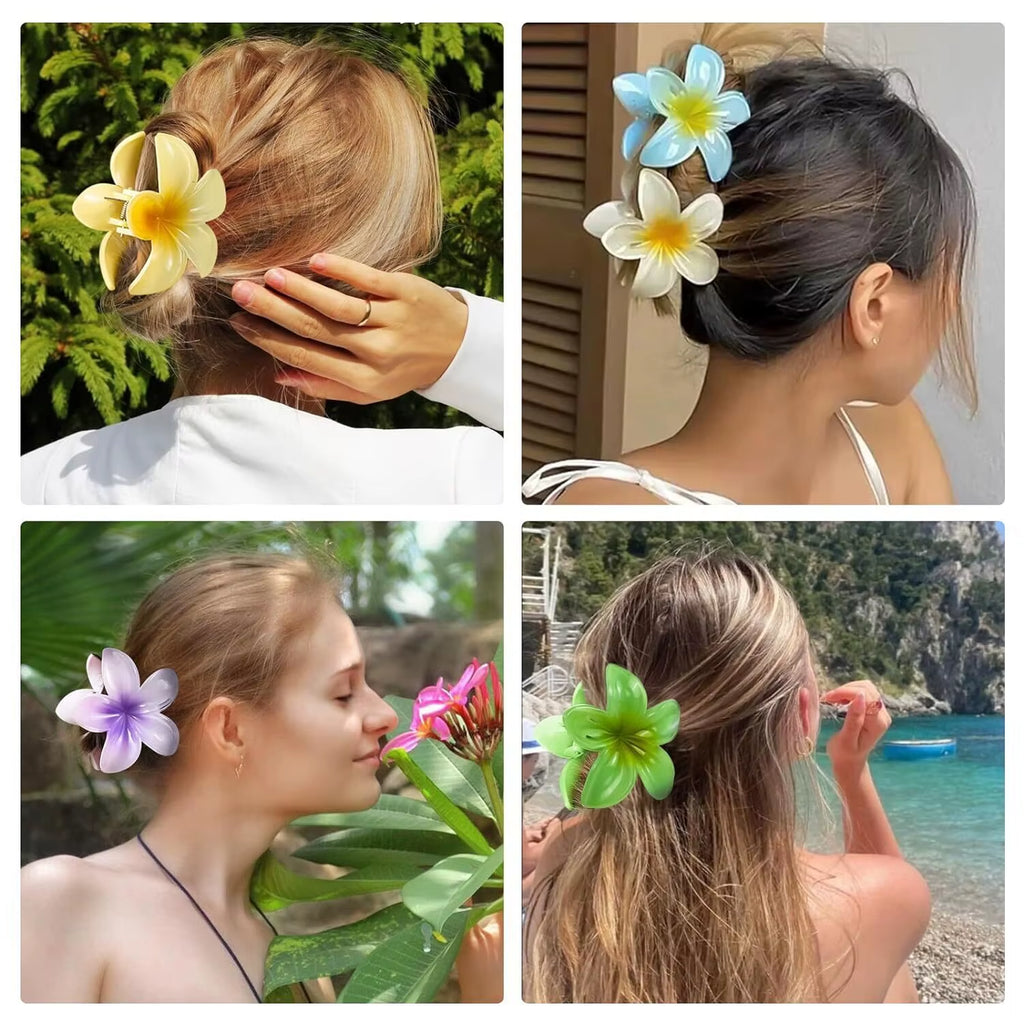 New Hawaiian Gradient Hair Clips Women Flower Hair Claws Shark Hairpins Vacation Beach Style Hairpins Hair Accessories